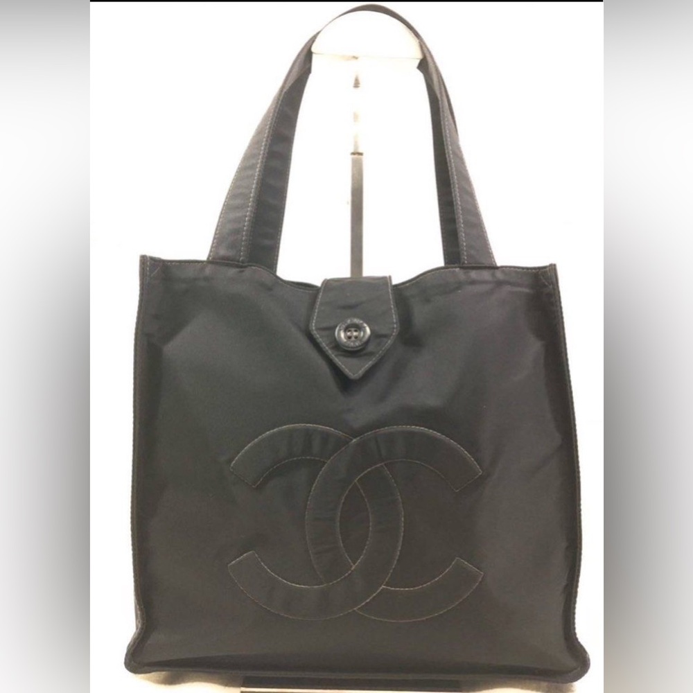 Chanel black nylon tote